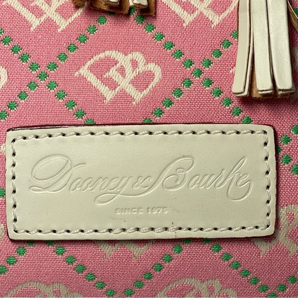 DOONEY & BOURKE Canvas Leather Tassel Tote Satchel RARE pink with white leather - Picture 4 of 16